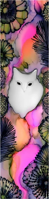 Free abstract cat art bookmarks featuring bright colors with white cat abstract art